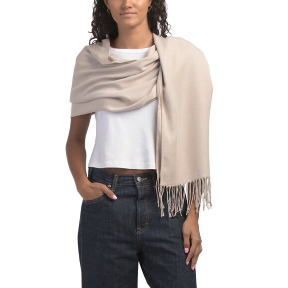 FATTORSETA Taupe Made In Italy Pashmina Poncho - Picture 1 of 2